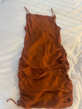 Free People Rust Slip Dress with Ruched Sides